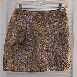 Gold, rose gold, tan skirt